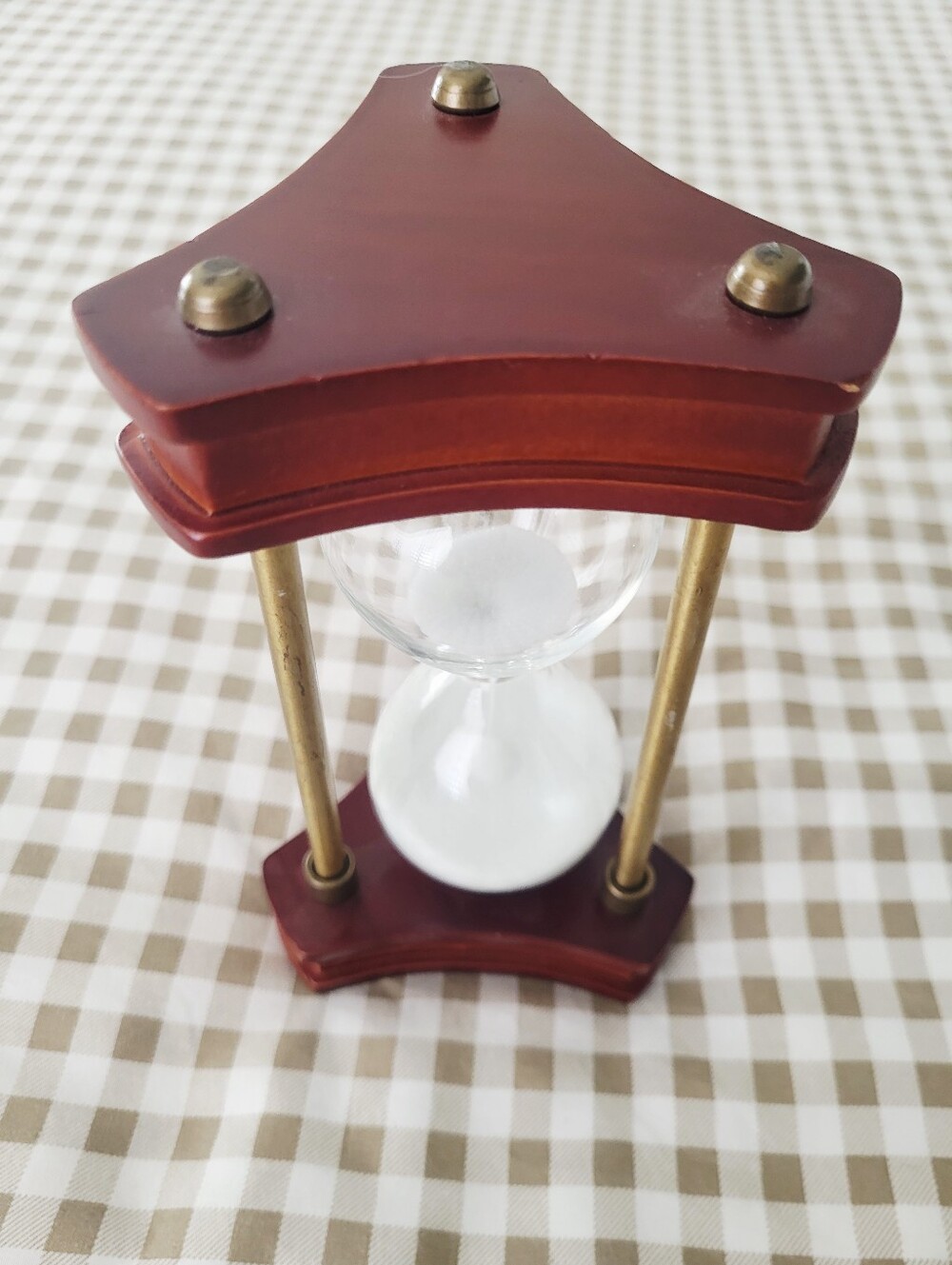 Wood and Brass Hourglass Sand Timer - White Sand - Picture 3 of 9